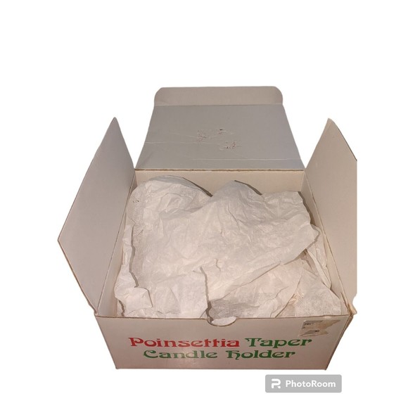 Vintage Dept 56 Poinsettia Taper Candle Holder In Original Box 7175-7 - Picture 12 of 15